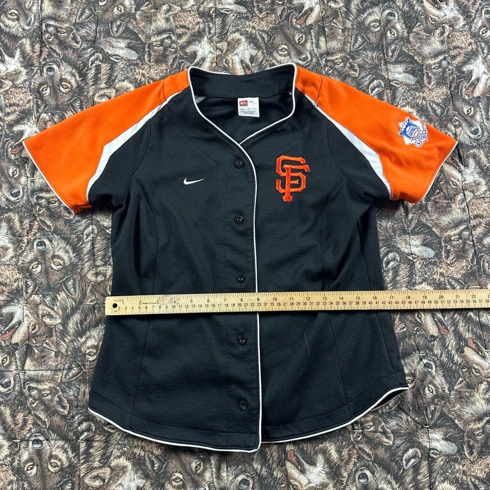 90s Nike women’s  Black and Orange Button Down Shirt